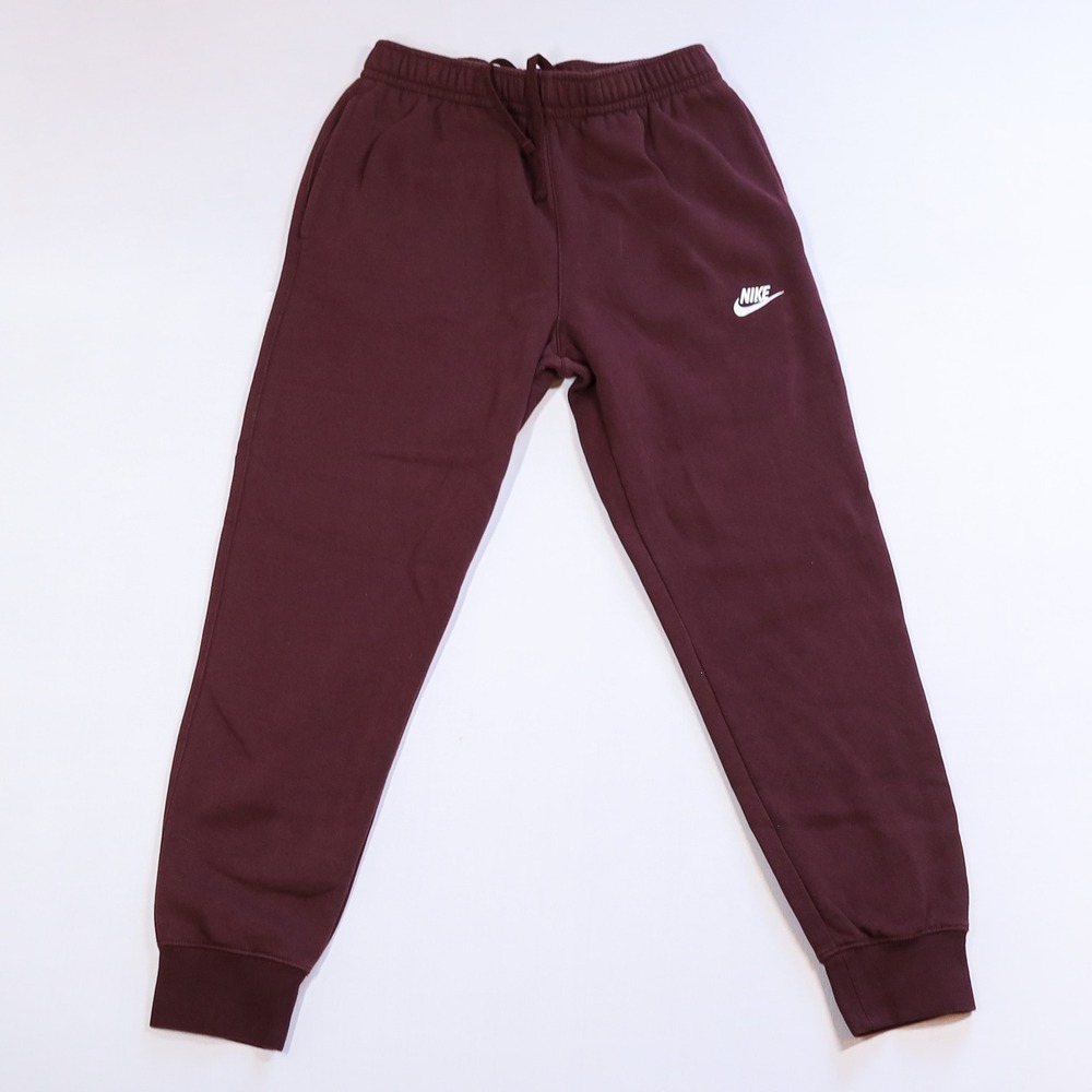 Nike Joggers Mens Small Burgundy Club Fleece Tapered Sweatpants BV2671-652